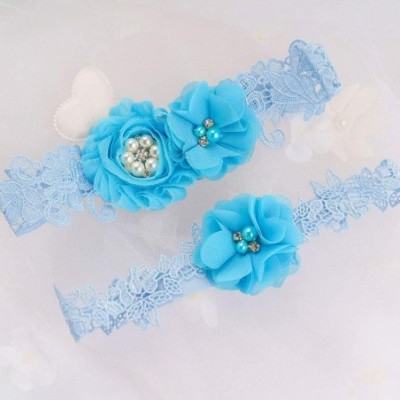 Garters & Garter Belts 2pcs Wedding Garter Stretch Lace Bridal Garter Sets with Rhinestones Size 40-50 cm - CS18A5O64KS