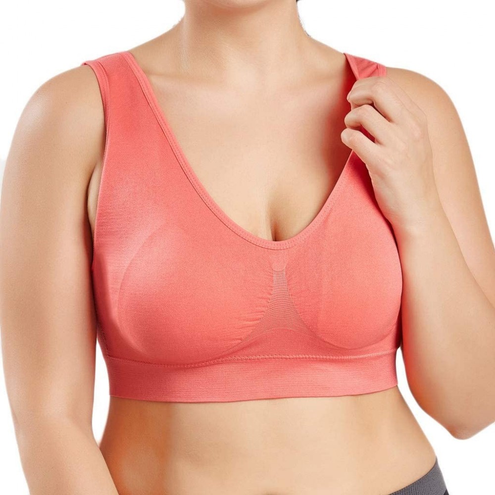 Thermal Underwear Tops for Women Fashion 2019-Women Pure Color Plus Size Ultra-Thin Large Bra Sports Bra Full Bra Cup Tops - ...