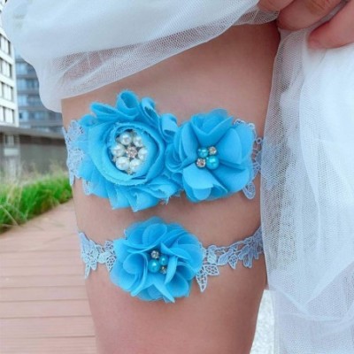 Garters & Garter Belts 2pcs Wedding Garter Stretch Lace Bridal Garter Sets with Rhinestones Size 40-50 cm - CS18A5O64KS