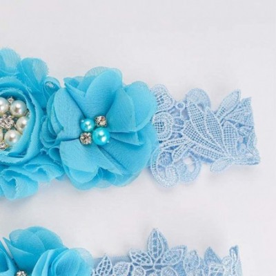 Garters & Garter Belts 2pcs Wedding Garter Stretch Lace Bridal Garter Sets with Rhinestones Size 40-50 cm - CS18A5O64KS