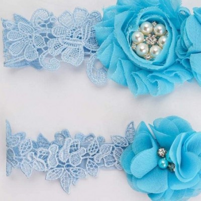 Garters & Garter Belts 2pcs Wedding Garter Stretch Lace Bridal Garter Sets with Rhinestones Size 40-50 cm - CS18A5O64KS