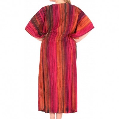 Nightgowns & Sleepshirts Women's Loose Caftan Swimsuit Cover Up Beach Casual Dress Hand Tie Dye - Pink_l261 - CJ129WXDBWL