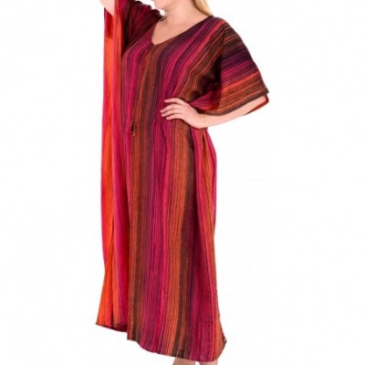 Nightgowns & Sleepshirts Women's Loose Caftan Swimsuit Cover Up Beach Casual Dress Hand Tie Dye - Pink_l261 - CJ129WXDBWL