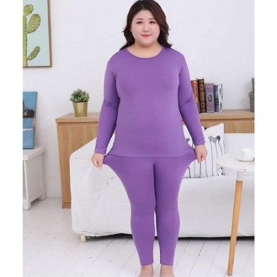 Thermal Underwear Women's Plus Size Thermal Underwear Set Long Slim Fit Base Layer Long John Set - Apricot - C818AHYTWST