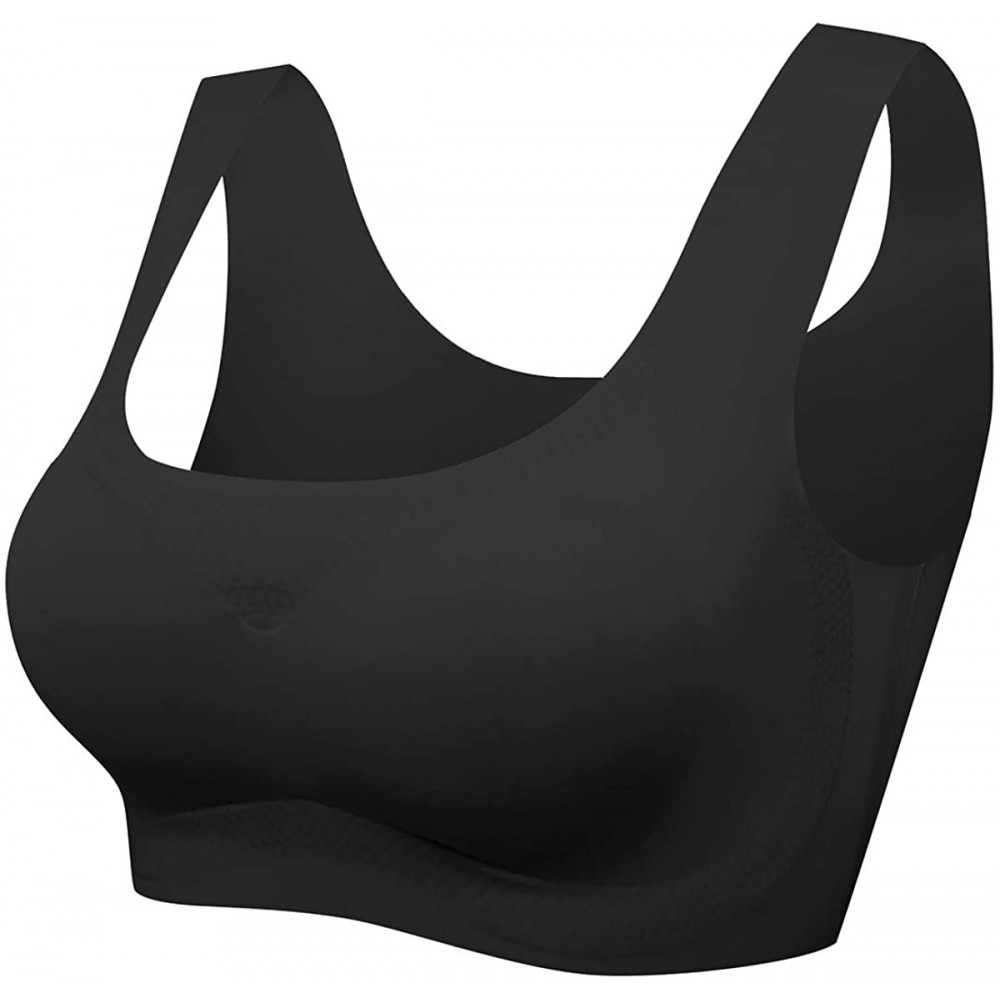 Bras Sleep Bras for Women Plus Size Seamless Comfort Wireless Bra Padded Leisure Sports Yoga - Black - C2192I03QWZ