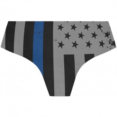 Panties Women Funny Briefs Retro Puerto Rico Flag Soft Invisible Seamless Underwear Panties - Police Thin Blue Line Flag - C1...