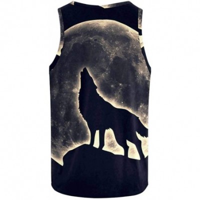 Undershirts Men's Muscle Gym Workout Training Sleeveless Tank Top Howling Gray Wolf - Multi9 - C319DC3NDA3