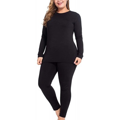 Thermal Underwear Thermal Underwear for Women Long Johns Set Plus Size Fleece Lined Ultra Soft - Black - CS18WLNZ2N3