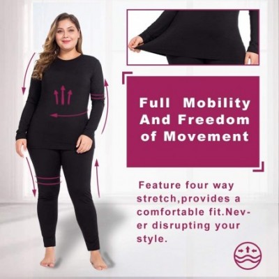 Thermal Underwear Thermal Underwear for Women Long Johns Set Plus Size Fleece Lined Ultra Soft - Black - CS18WLNZ2N3