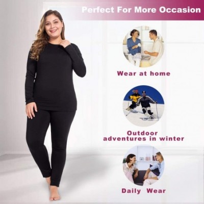 Thermal Underwear Thermal Underwear for Women Long Johns Set Plus Size Fleece Lined Ultra Soft - Black - CS18WLNZ2N3