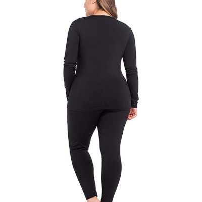 Thermal Underwear Thermal Underwear for Women Long Johns Set Plus Size Fleece Lined Ultra Soft - Black - CS18WLNZ2N3