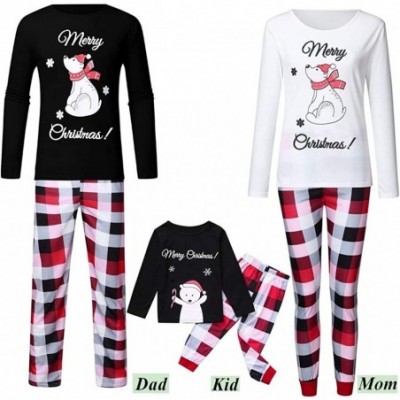 Sleep Sets Merry Christmas Pajamas for Family Winter Bear Holiday Pj Plais Pants Sets for Couple and Baby (Black-Large) - CJ1...