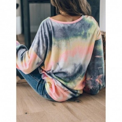 Tops Women's Tie Dye Crew Neck Sweatshirt Casual Loose Long Sleeve Top Shirts - Multicolored - CW190E4AICT