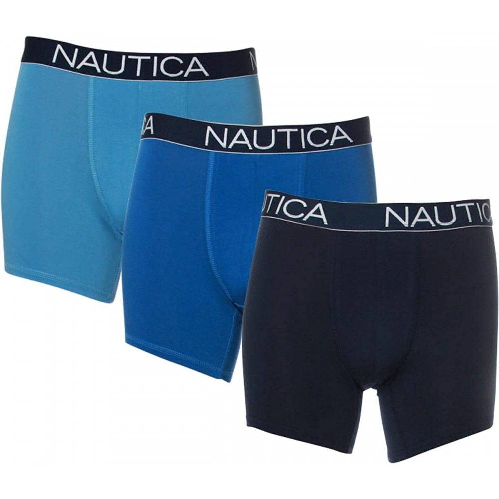 Boxer Briefs Men's 3 Pack Breathable Stretch Cotton Boxer Brief Underwear - Peacoat/Seacobalt/Aeroblue - CZ18ODAYYLG