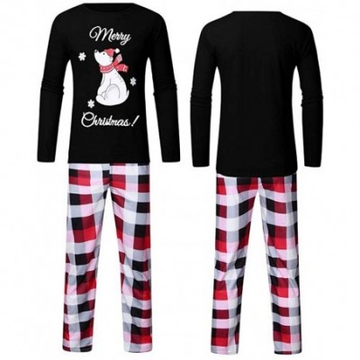 Sleep Sets Merry Christmas Pajamas for Family Winter Bear Holiday Pj Plais Pants Sets for Couple and Baby (Black-Large) - CJ1...