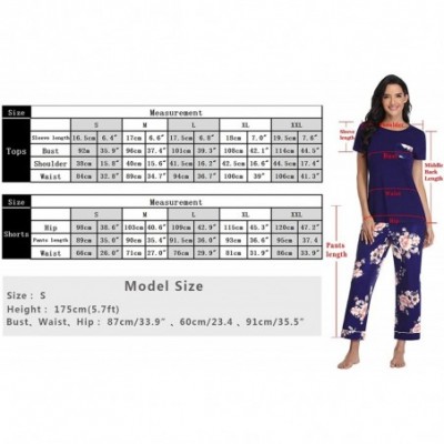 Sets Womens Capri Pajama Sets Cotton Pajamas for Women Short Sleeve Sleepwear Pjs Sets - Pattern-3 - C519CKKNN2A