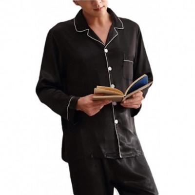 Sleep Sets Mens Silk Satin Pajamas Set Classic Long Sleeve Sleepwear Loungewears - 2 - CK198026L68