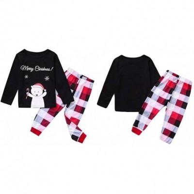 Sleep Sets Merry Christmas Pajamas for Family Winter Bear Holiday Pj Plais Pants Sets for Couple and Baby (Black-Large) - CJ1...