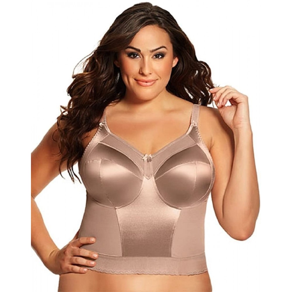 Bras Plus Size Longline Wirefree Satin Bra Fawn-54 DDD - CZ115CEHTXR