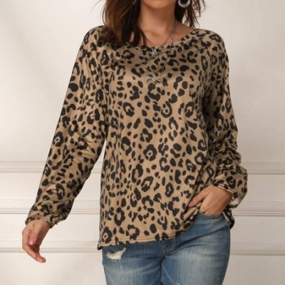 Bras Women's Printed Casual Blouse Loose Plus Size Solid Color Round Neck T-Shirt Tops - Yellow - CC195Y9KW8T