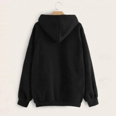 Thermal Underwear Womens Cute Print Long Sleeve Hoodie Sweatshirt Hooded Pullover Tops Blouse - D-black - CX192ZN3DLW