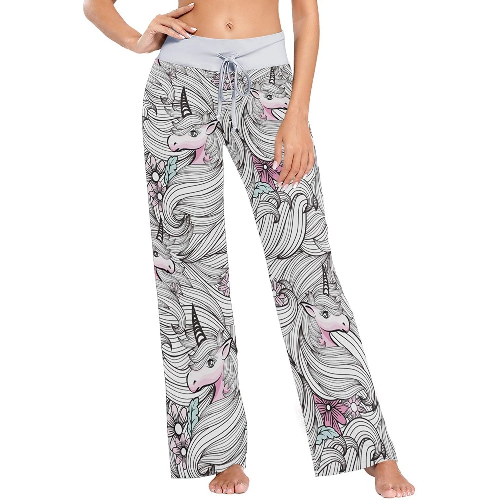 Bottoms Women's Comfy Casual Lounge Pants Drawstring Palazzo Wide Leg Pajama Pants - Color 1 - C8197W5ERXL