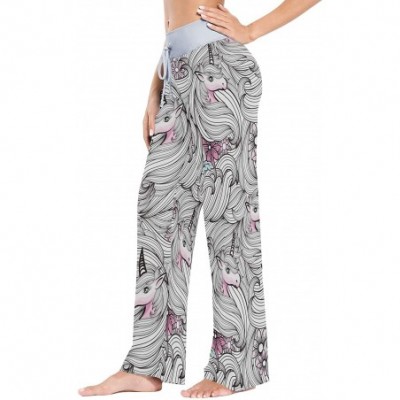 Bottoms Women's Comfy Casual Lounge Pants Drawstring Palazzo Wide Leg Pajama Pants - Color 1 - C8197W5ERXL