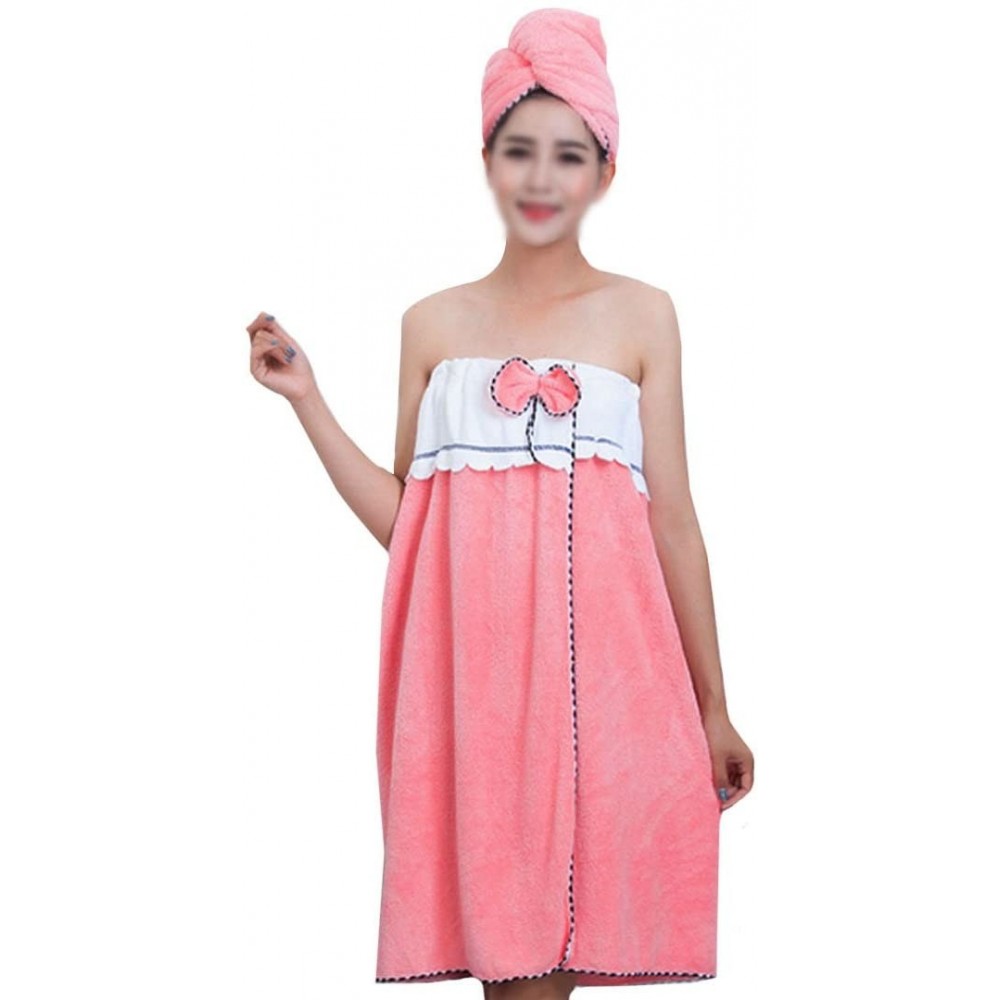 Robes Women Microfiber Bath Towel Sexy Bathrobe Beach Dress 55.1x27.6in (B-Pink- 27.6-55.1IN) - B-pink - CJ18AMNQDIG