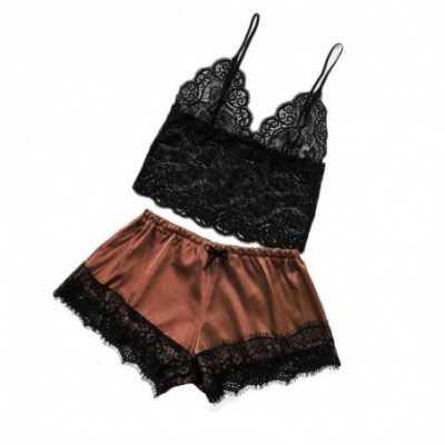 Sets Women Lingerie Set Sexy Cami and Panty Underwire Sleepwear Sets - Wine - CH194W6T8YK