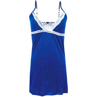 Bustiers & Corsets Sexy Wireless Rimless Pajamas Lace Nightdress Silk Underwear Women Sleepwear - Blue - CZ195AR63DT