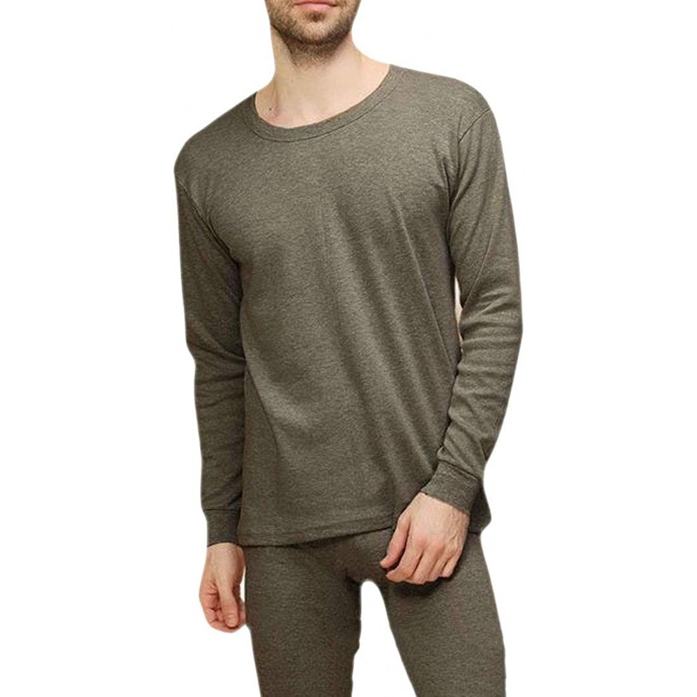 Thermal Underwear Mens 2 Piece Warm Long Sleeve Winter Long John Set Thermal Underwear - Dark Grey - CL18A2D22C2