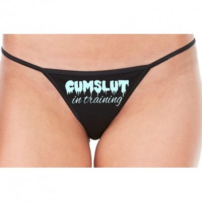 Panties Cumslut in Training Submissive Oral Sub Slut Sexy Black Thong - Baby Blue - CE18ZZU4DHI