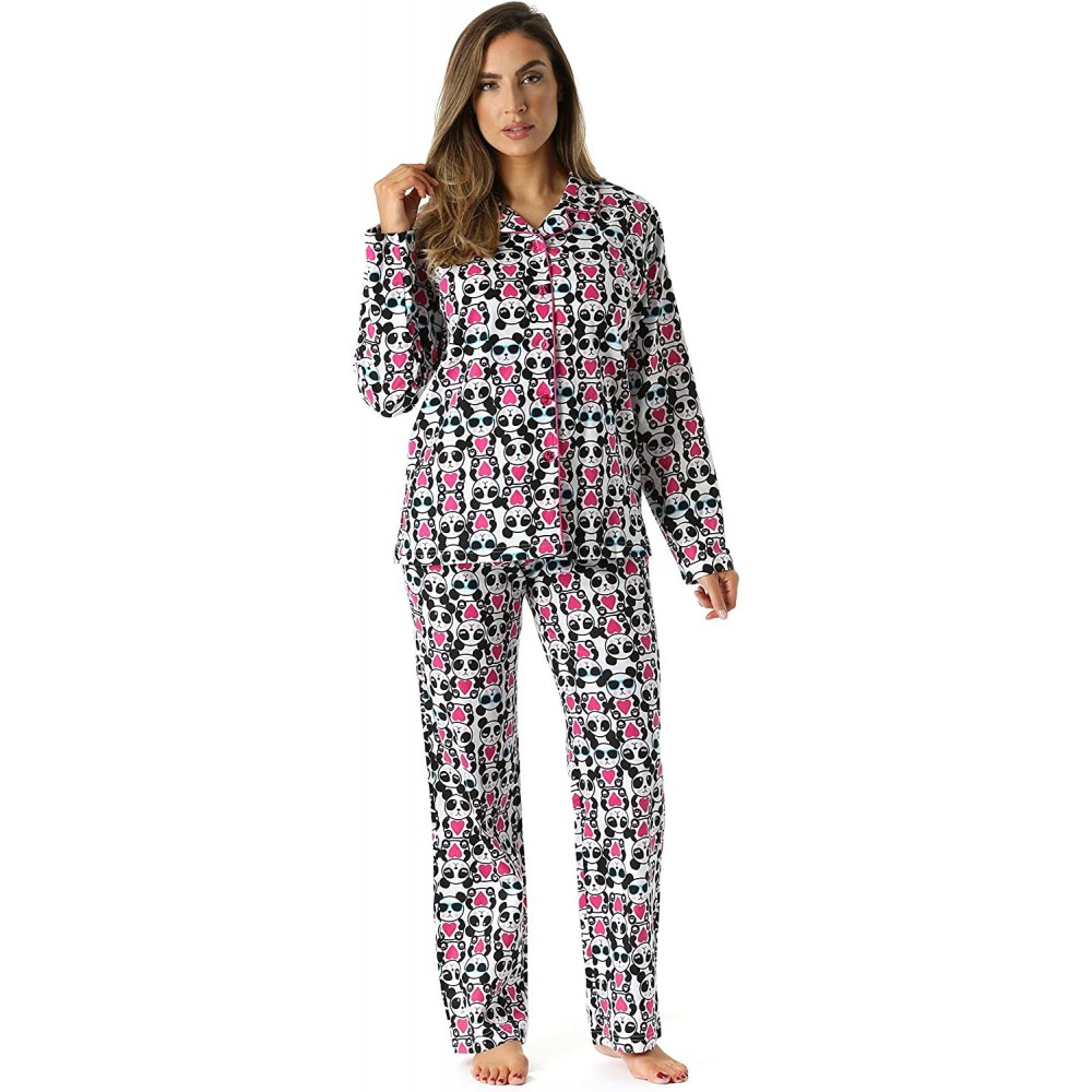 Sets Pajama Pant Set with Notch Collar - Cool Panda - C2184H76O58