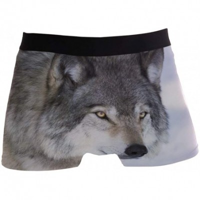 Boxer Briefs Shark Otter Frog Mens Boxer Briefs Underwear Breathable Stretch Boxer Trunk with Pouch - Wolf - CS18N74QNOZ