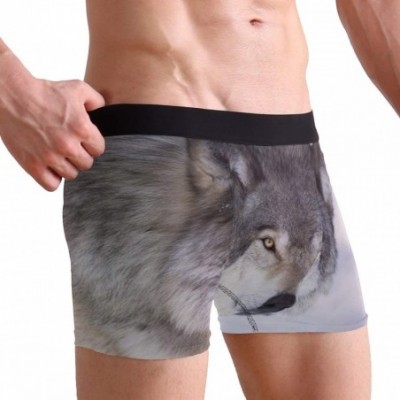 Boxer Briefs Shark Otter Frog Mens Boxer Briefs Underwear Breathable Stretch Boxer Trunk with Pouch - Wolf - CS18N74QNOZ