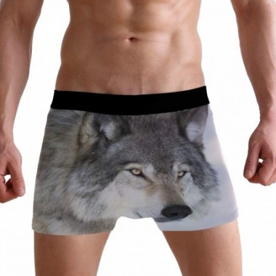 Boxer Briefs Shark Otter Frog Mens Boxer Briefs Underwear Breathable Stretch Boxer Trunk with Pouch - Wolf - CS18N74QNOZ