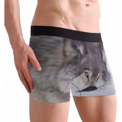 Boxer Briefs Shark Otter Frog Mens Boxer Briefs Underwear Breathable Stretch Boxer Trunk with Pouch - Wolf - CS18N74QNOZ