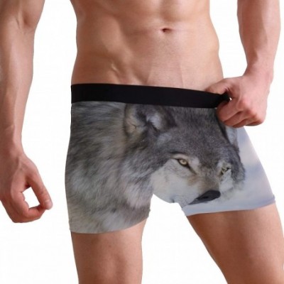 Boxer Briefs Shark Otter Frog Mens Boxer Briefs Underwear Breathable Stretch Boxer Trunk with Pouch - Wolf - CS18N74QNOZ