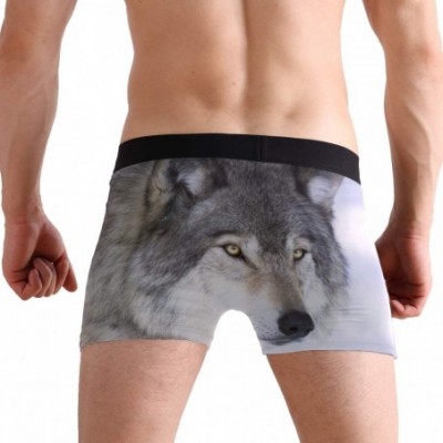 Boxer Briefs Shark Otter Frog Mens Boxer Briefs Underwear Breathable Stretch Boxer Trunk with Pouch - Wolf - CS18N74QNOZ