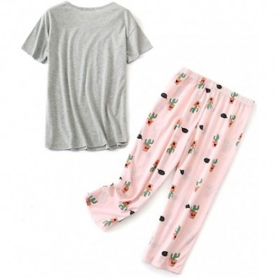 Nightgowns & Sleepshirts Women's Cute Sleepwear Tops with Capri Pants Pajama Sets - P-catus - CP18QR952DQ