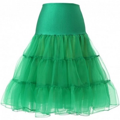 Slips Women's Vintage Rockabilly Petticoat 25" Length Tutu Underskirt - Green - CU127Z55HRP