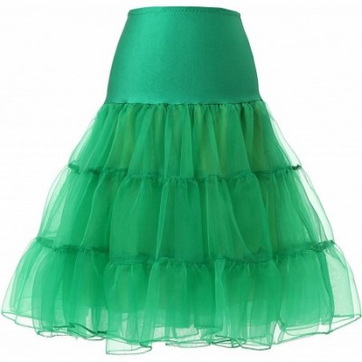 Slips Women's Vintage Rockabilly Petticoat 25" Length Tutu Underskirt - Green - CU127Z55HRP