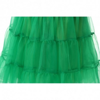 Slips Women's Vintage Rockabilly Petticoat 25" Length Tutu Underskirt - Green - CU127Z55HRP