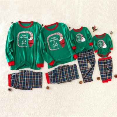 Sets Family Christmas Pyjamas Set Parents-Child Sleepsuits Cuddly Cotton Sleepwear Top and Pants - Baby - C41925K38E2