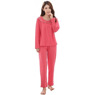 Sets Women's Cotton Pajamas- Pajamas Sets 2 Piece- Long Sleeve Boat Neckline Pj Set Sleepwear Loungewear - Watermelon - CZ18E...