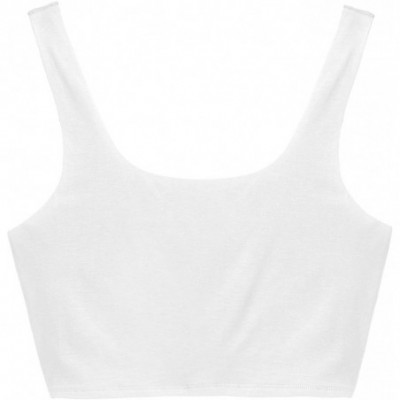 Camisoles & Tanks Wide Strap Camisole for Women Cotton Crop top Solid Color and Sexy - White - C1199ARO5MW