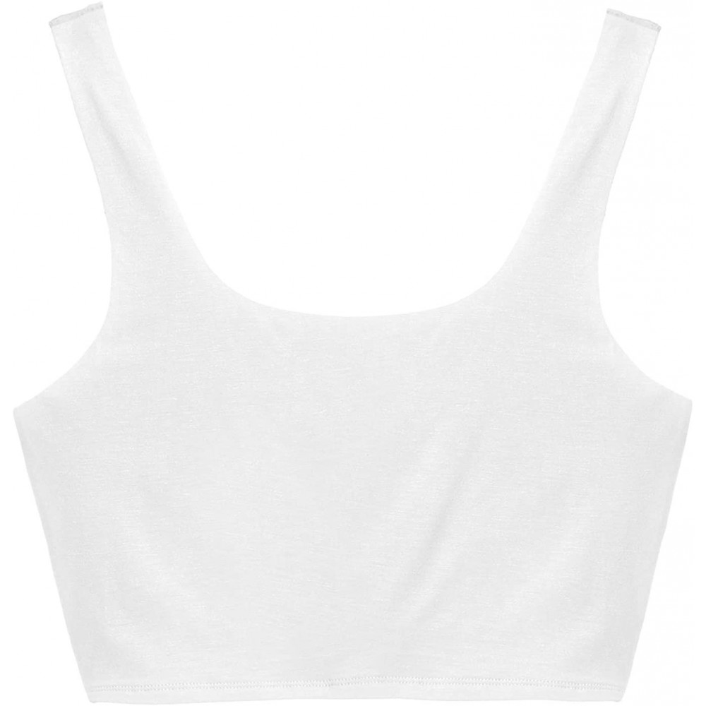 Camisoles & Tanks Wide Strap Camisole for Women Cotton Crop top Solid Color and Sexy - White - C1199ARO5MW