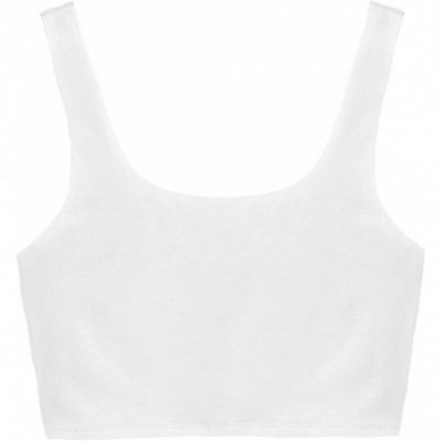 Camisoles & Tanks Wide Strap Camisole for Women Cotton Crop top Solid Color and Sexy - White - C1199ARO5MW