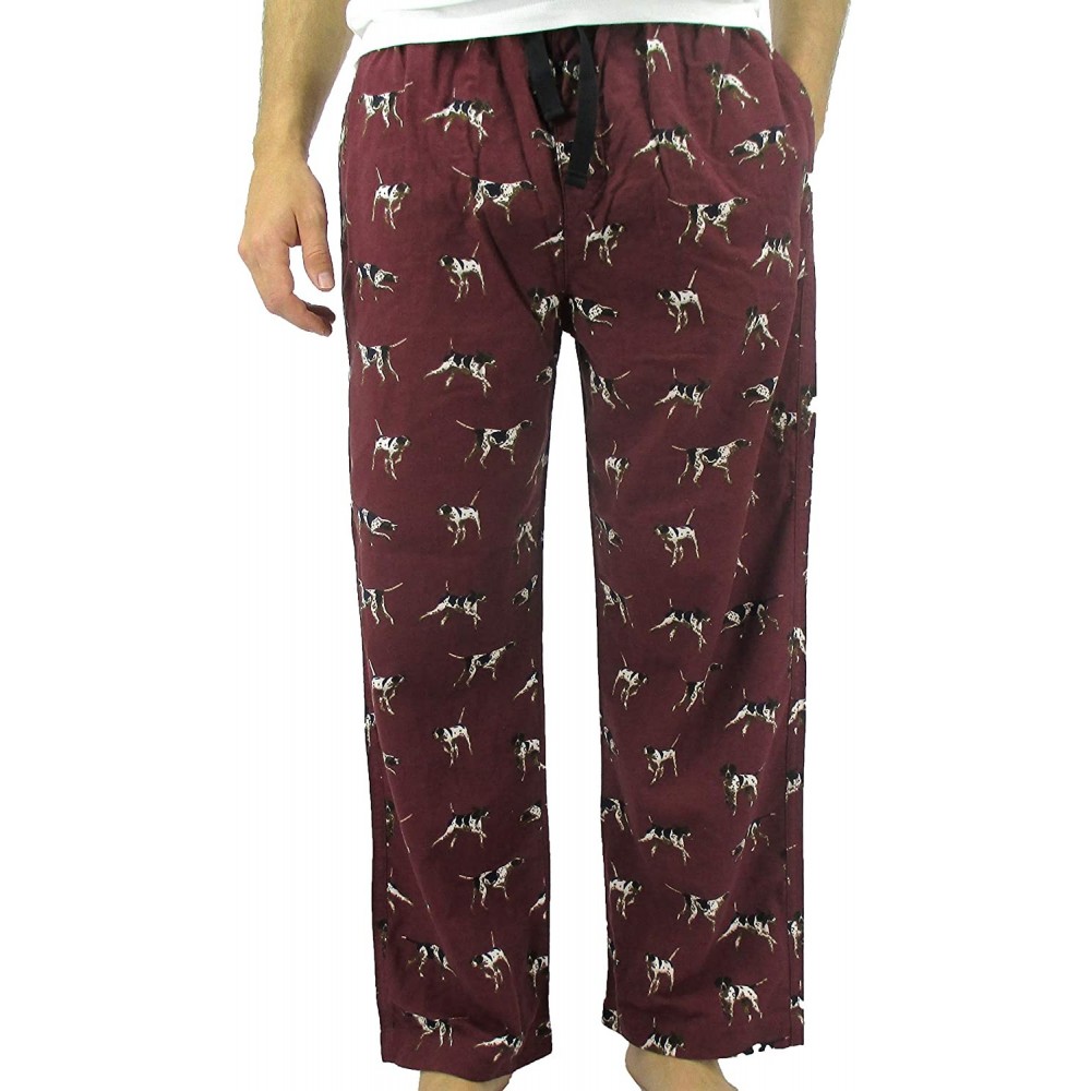 Sleep Bottoms Men's Animal Wolf Penguin Polar Bear Print Soft Flannel Pajama Bottoms - Maroon Background Dogs - CX19549SEW5