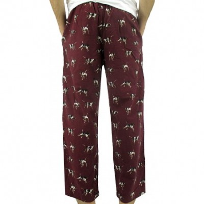 Sleep Bottoms Men's Animal Wolf Penguin Polar Bear Print Soft Flannel Pajama Bottoms - Maroon Background Dogs - CX19549SEW5